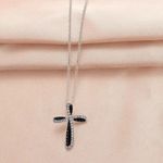 Boutique Elegant Black and Silver Cross Pendant Necklace Photo 5