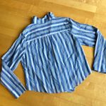 J.Crew Striped Crop Front Tie Top, Blue, White, Size L Photo 14