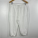 CAbi Gauze Cropped Pants Women's L White 100% Cotton Elastic Waist Photo 0