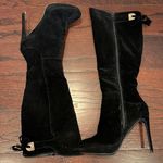 Venus Women’s Black Velvet Knee High Zip Up Skinny Heel Boots Size 10 Photo 0