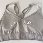 PINK - Victoria's Secret PINK Ultimate Lightly Lined Sports‎ Bra - Gray with Pink Logo, Size Small, EUC Photo 0