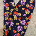 LuLaRoe OS Leggings Disney Mickey & Minnie Mouse Red Purple & Gold Roses Photo 0