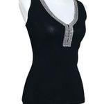 Frederick's of Hollywood Y2K Vintage Black Tank Silver Rhinestones Small McBling Frederick’s of Hollywood Photo 2