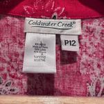 Coldwater Creek Vintage Linen Rayon Red Bandana Sleeveless Dress Sz 12 Petite Photo 2