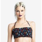 Hot Topic Midnight Hour Rainbow Butterfly Ruched Halter Swim Top M Photo 1