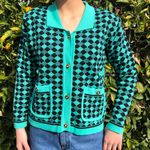 vintage turquoise diamond blazer tweed jacket Blue Photo 0