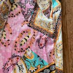 pink and yellow patterned paisley floral wrap silk midi skirt Size M Photo 5