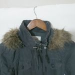 Loft XSP Cargo Fur Trimmed Hoodie Coat Petite in Gray Photo 4