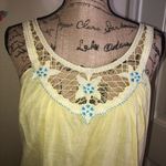 Free People Vintage  Boho Floral Crochet Yellow & Blue Tank Top Size Small Photo 1