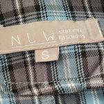 NLW Dress Womens Small Blue Checkered Navy Dress Waist Belt Long Sleeve Photo 7