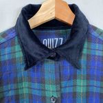 Vtg Quizz Long Sleeve Velvet Collar Plaid Button Down Shirt Women's Small Multi Green Photo 5