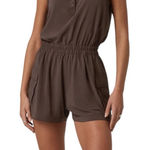 Vuori NWOT Villa Chocolate Brown Sleeveless Utility Romper XL in Java Photo 0