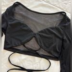SheIn  Black Sheer Long Sleeve Crop Top Photo 4