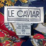Red White Blue & Gold Print Crest Le Caviar Blouse Size Medium Photo 8