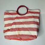 CRABTREE & EVELYN Red White Striped Wrapped Circular Handles Beach Tote Hand Bag Photo 8