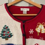 Dress Barn Women's L Christmas Holiday Ramie Cotton Santa Ugly Sweater Cardigan Photo 1