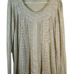 Style & Co  Cream/Ivory Lace Knit Lace Accent Pullover Blouse Size Med EUC #4015 Photo 0