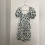 MABLE white floral ruched puff sleeve mini dress size S Photo 3