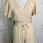 Altar'd State  Yellow, Grey and White Striped Romper Lined Photo 0