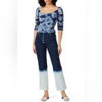 NWT NEW Miaou Madeline ruffle ruched blue tie dye corset stretch top blouse XS Photo 4