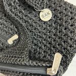 The Sak Shoulder Bag Purse Black Crochet Knit Double Handle Zip Outside Pocket Photo 11