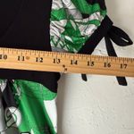 April USA Size Small Green Artsy‎ Geometric Tie Puff Sleeves Blouse Black Photo 5