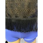 Kirra Black Semi Sheer Lacey Romantic Goth Lacey Fringe Tank Top Size XS Photo 5
