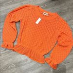 Anthropologie BY FLOUNCE-HEM POINTELLE SWEATER crew neck size L - tangerine Photo 0