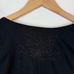 Johnny Was  Floral Embroidered Black Tunic Tank Mini Dress Ruched Side Photo 6