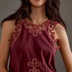 Anthropologie NWT By Embroidered Tank Top Color: Wine Size XL Photo 4
