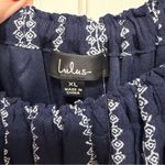 Lulus See Ya There Navy Blue Print Off-the-Shoulder Romper Women's Size XL Photo 3