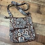 Vera Bradley | Brown Blue Retired Slate Blooms Pattern Crossbody Purse Photo 3