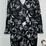 SheIn Maternity Halloween Pumpkin Skull Print Bodycon Dress Black/White - Medium Photo 13