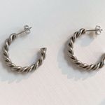 Twisted hoops earrings large hoop earrings silver hoops earrings Photo 0