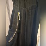 XOXO  black jumpsuit gold studs purple sequin thon strap zip pockets wide leg Photo 5