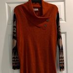 Style Rack Orange Cowl Neck Sweater with Patterned Sleeves Photo 0