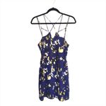 Paper Heart  Blue Black Yellow White Geometric Criss Cross Spaghetti Strap Dress Photo 5