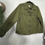 J.Crew 100% Cotton Button-Front Safari Shirt Jacket Shacket Sz Small Army Green Photo 5
