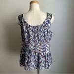 Anthropologie Anthropolohie Edme Esyllte Silk Floral Chiffon Beaded Epaulette Peplum Tank 14 Photo 3