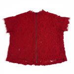 ZARA  Lace Textured Floral High Neck Cap Sleeve Blouse Top Red S Photo 2