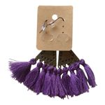 Boho Festival Copper Sphere Metalwork Agate Beads Purple Tassel Dangle Earrings Photo 5