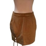 NWT Relish Noless Tan Faux Suede Zip Back Tied Side Slit Mini Skirt Size Small Photo 0
