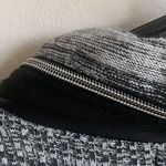 Leif Nelson Faux Leather Trim Collar Black White Stretch Fit Sweater Size L Photo 5