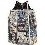 Blu Heaven Size M Top Tunic Womens Patchwork Print Sleeveless Crochet Yoke Brown Size M Photo 5