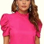 SheIn Privé Top High Neck Puffed Sleeve Plain Size M Photo 0