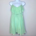 Free People  Flutter Away Green Stripe Ruffle‎ Dress Size S Photo 2