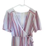 Harper  Heritage faux wrap Striped White Linen blend Romper size small Photo 7