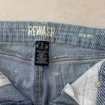 REWASH  Two-Tone Striped Blue Denim Shorts Photo 5