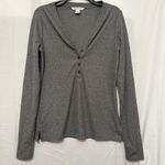 Athleta  Uptempo Ribbed Henley Top Size Small Heather Gray‎ Long Sleeve Shirt Photo 0