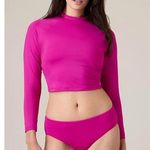 Athleta New L North Point Crop Rashguard Large Electric Fuchsia Pink Photo 0